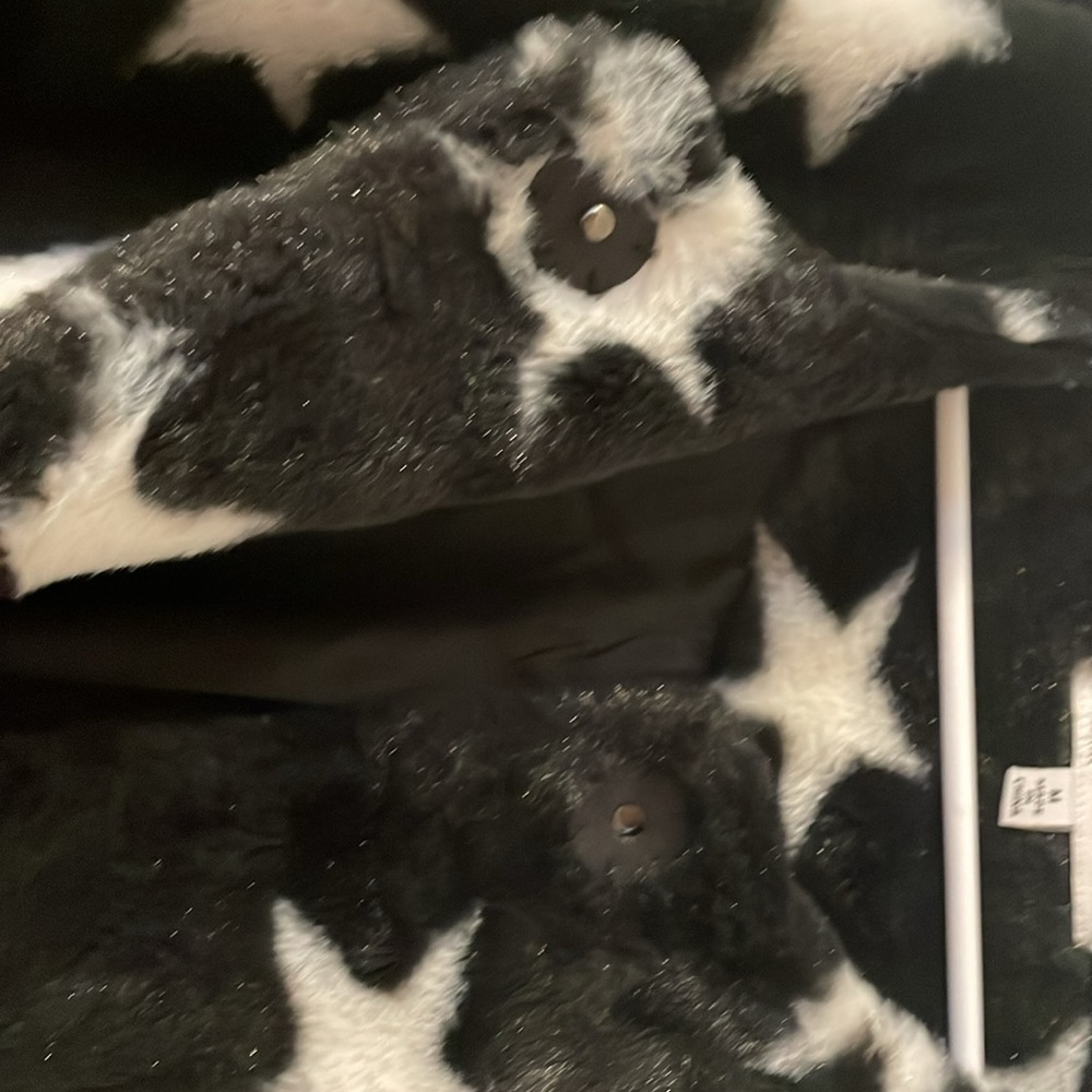 Faux Fur Jacket - Black w/white stars - Picture 3 of 4